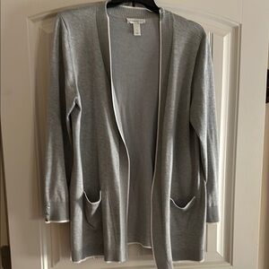 Gray Open-Front Cardigan Sweater